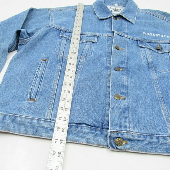 Vintage 1994 Woodstock Denim Jacket Star Gear Jean Size Large Blue Concert Patch - Picture 8 of 9